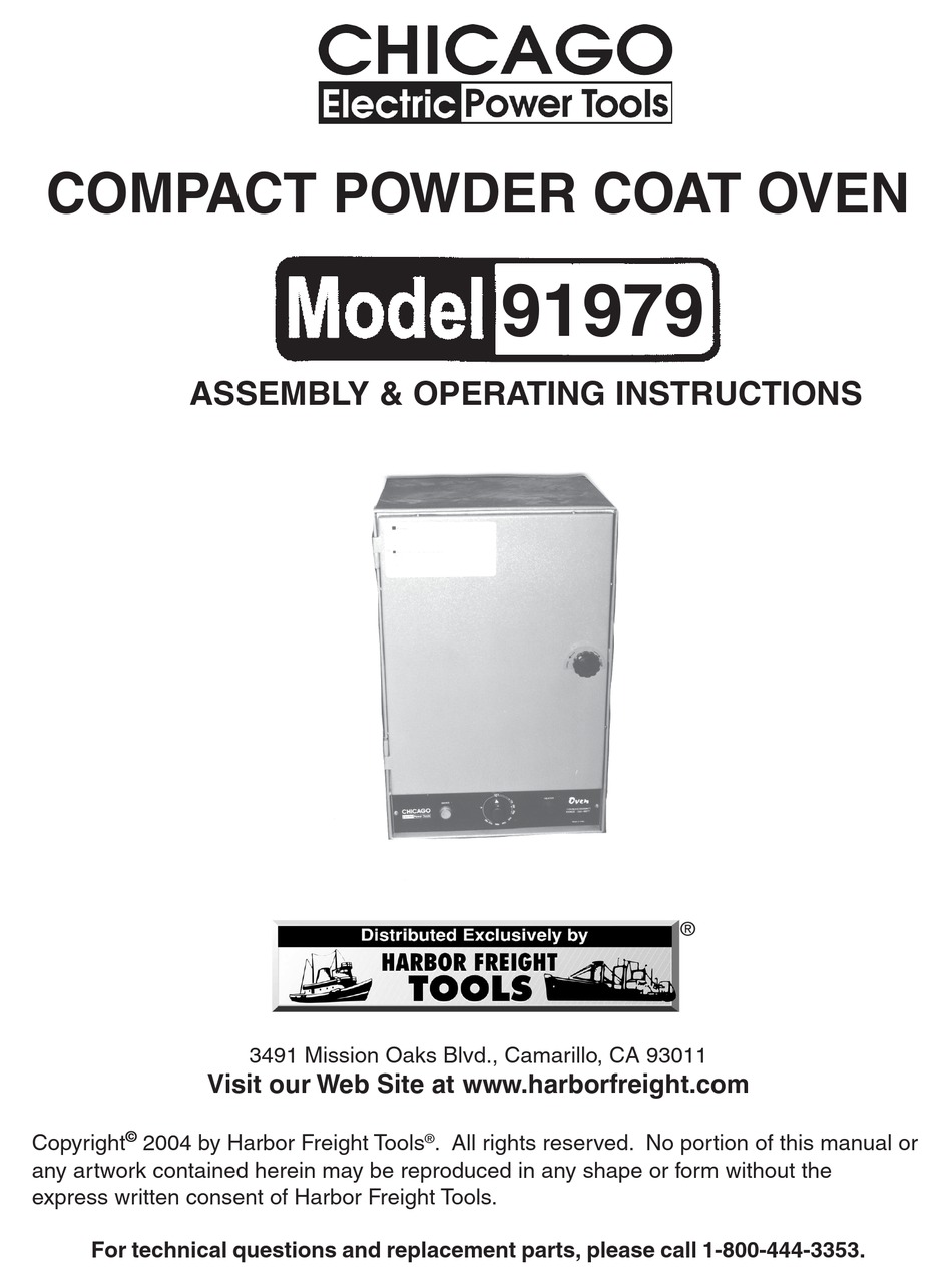 CHICAGO ELECTRIC 91979 OVEN OPERATING INSTRUCTIONS MANUAL ManualsLib