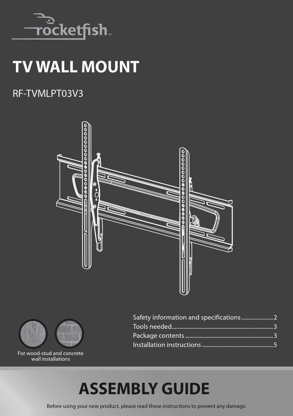 Rocketfish Rf Tvmlpt03v3 Assembly Manual Pdf Download Manualslib