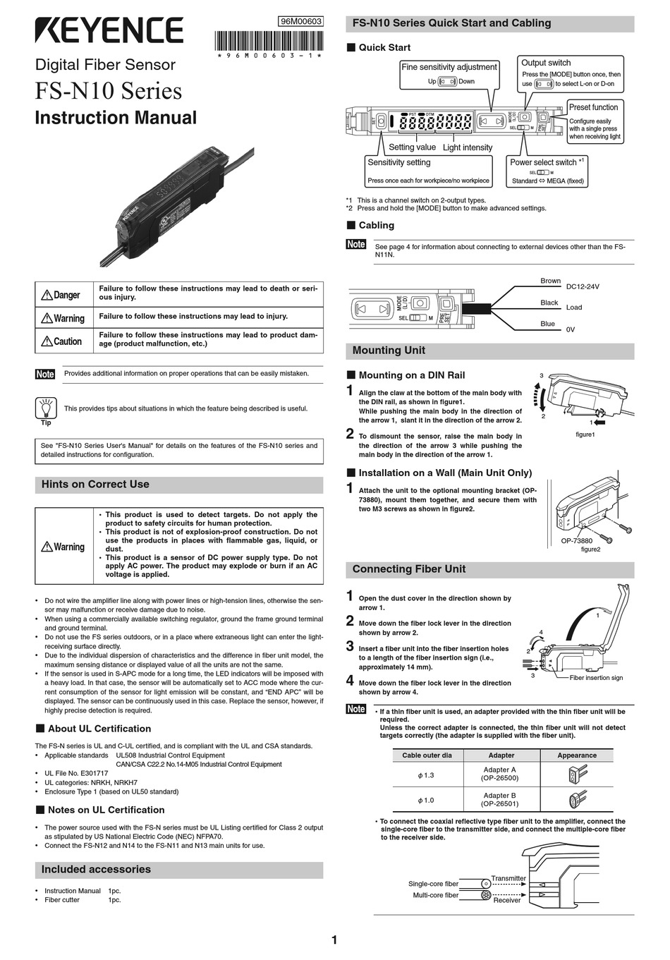 Keyence Fs N11n Instruction Manual Pdf Download Manualslib