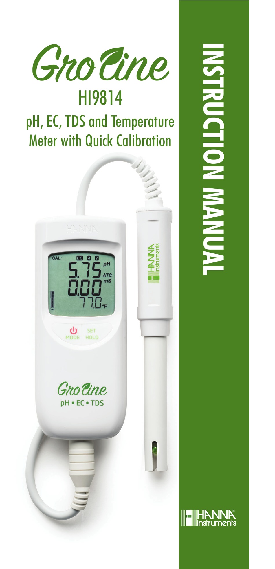 HANNA INSTRUMENTS GRO LINE HI9814 INSTRUCTION MANUAL Pdf Download