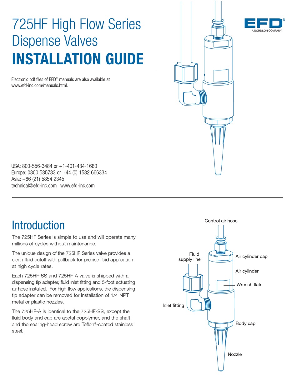 NORDSON EFD 725HF SERIES INSTALLATION MANUAL Pdf Download ManualsLib