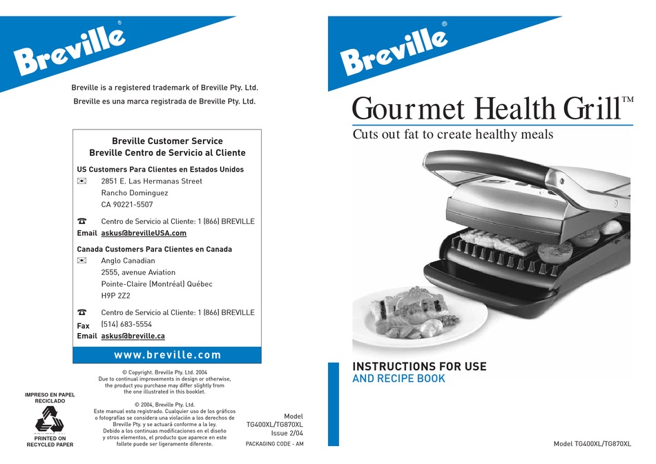 breville health grill