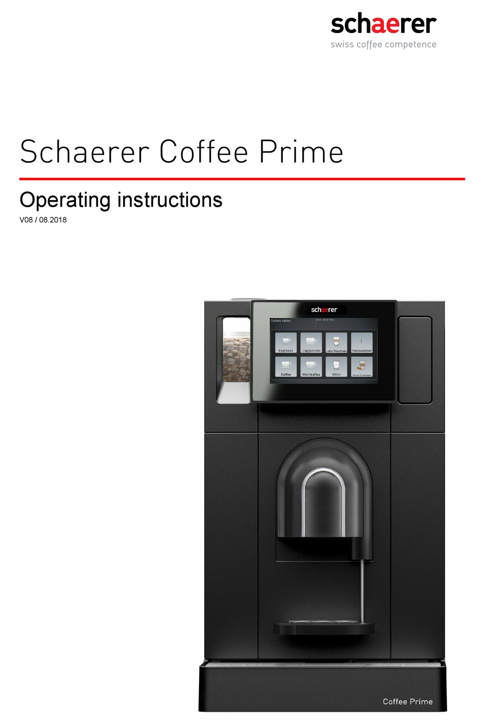 SCHAERER COFFEE PRIME COFFEE MAKER OPERATING INSTRUCTIONS MANUAL ...