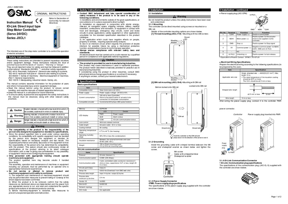 SMC NETWORKS JXCL1 SERIES CONTROLLER INSTRUCTION MANUAL | ManualsLib