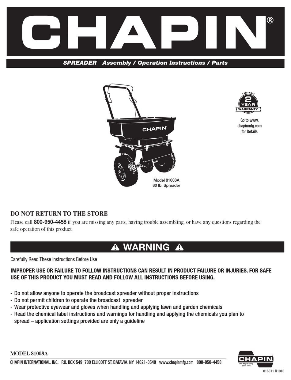 Cha 81008a Assembly Operation Instructions Parts Pdf Download Manualslib