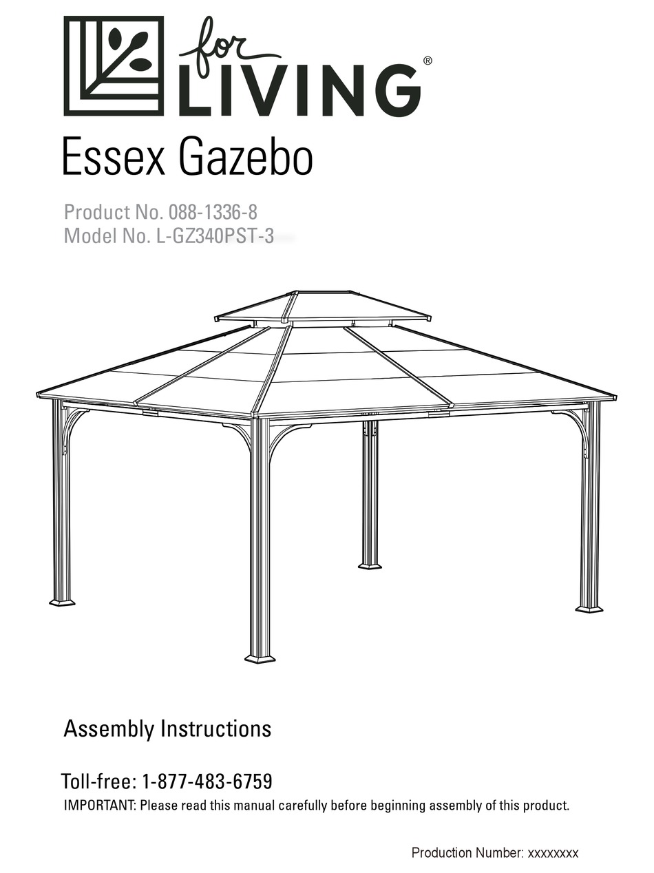 vmi 10x10 gazebo assembly instructions on For Living Essex Assembly Instructions Manual Pdf Download Manualslib