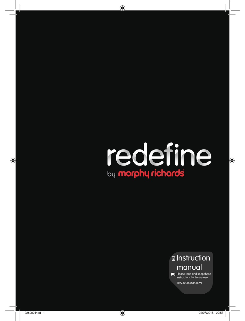 MORPHY RICHARDS REDEFINE TOASTER INSTRUCTION MANUAL ManualsLib