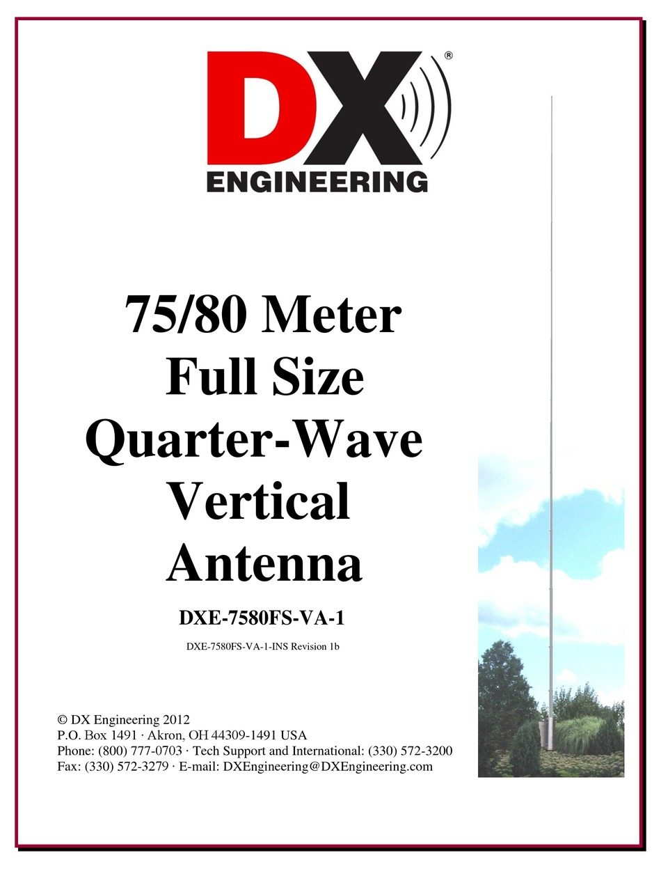 DX ENGINEERING DXE-7580FS-VA-1 ANTENNA INSTRUCTIONS MANUAL