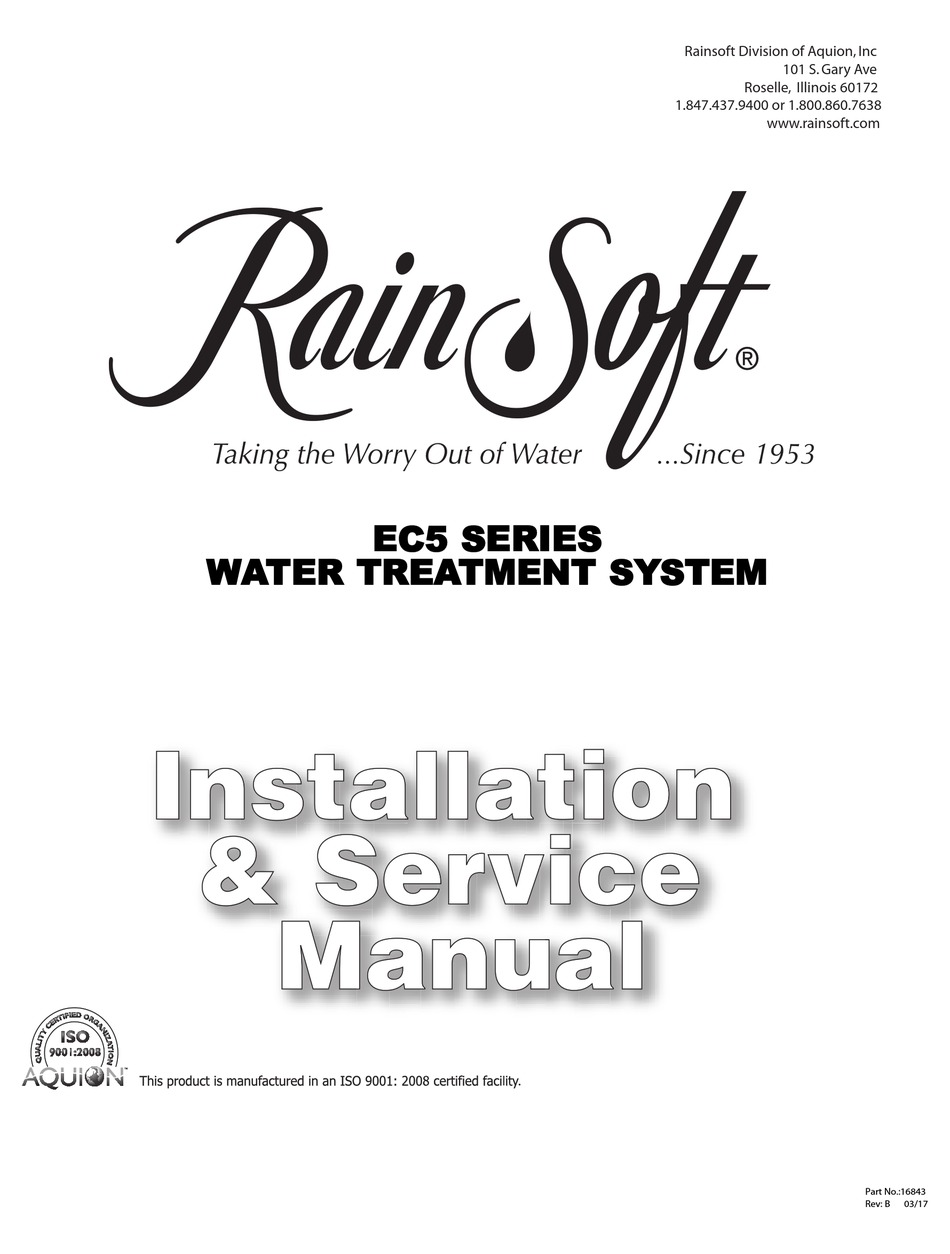 RAINSOFT EC5 SERIES INSTALLATION & SERVICE MANUAL Pdf Download | ManualsLib