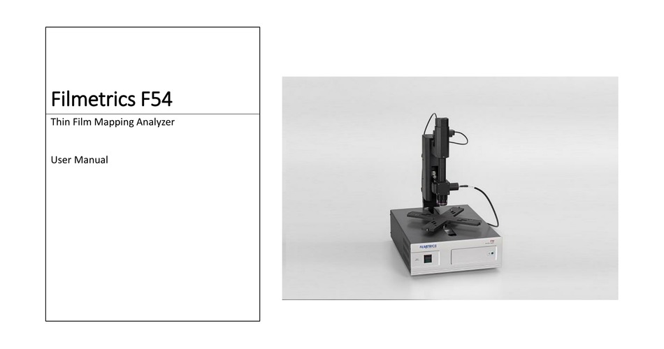 FILMETRICS F54 USER MANUAL Pdf Download ManualsLib
