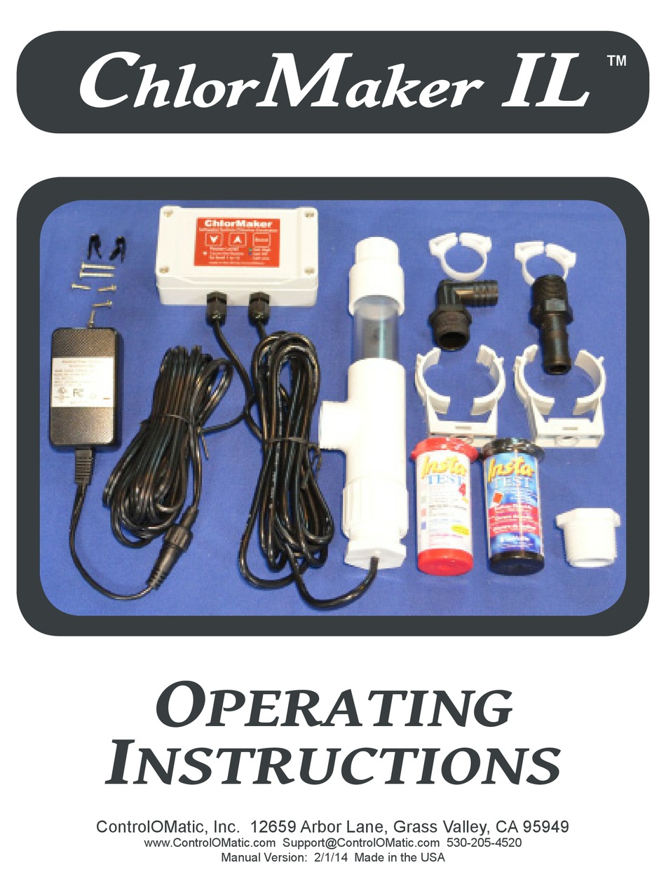 CONTROLOMATIC CHLORMAKER IL SWIMMING POOL FILTER OPERATING INSTRUCTIONS 