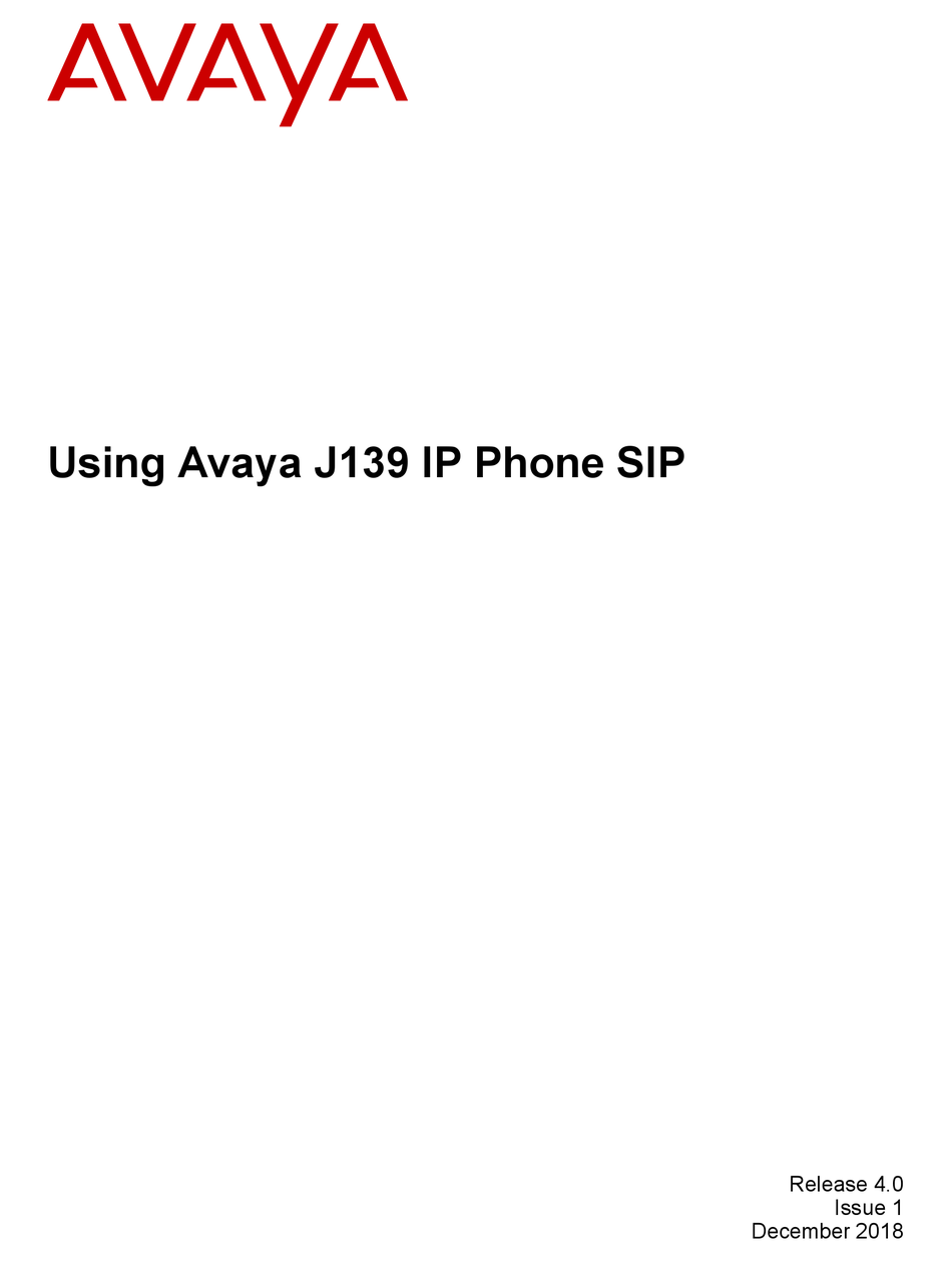 AVAYA J139 IP PHONE USING MANUAL | ManualsLib