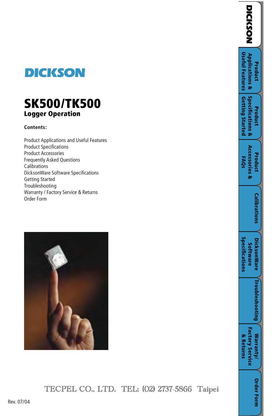 DICKSON SK500 DATA LOGGER GETTING STARTED ManualsLib