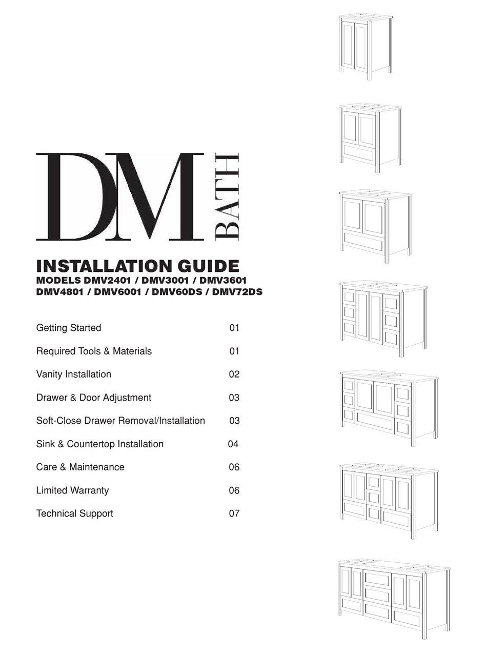 DM BATH DMV2401 INDOOR FURNISHING INSTALLATION MANUAL ManualsLib