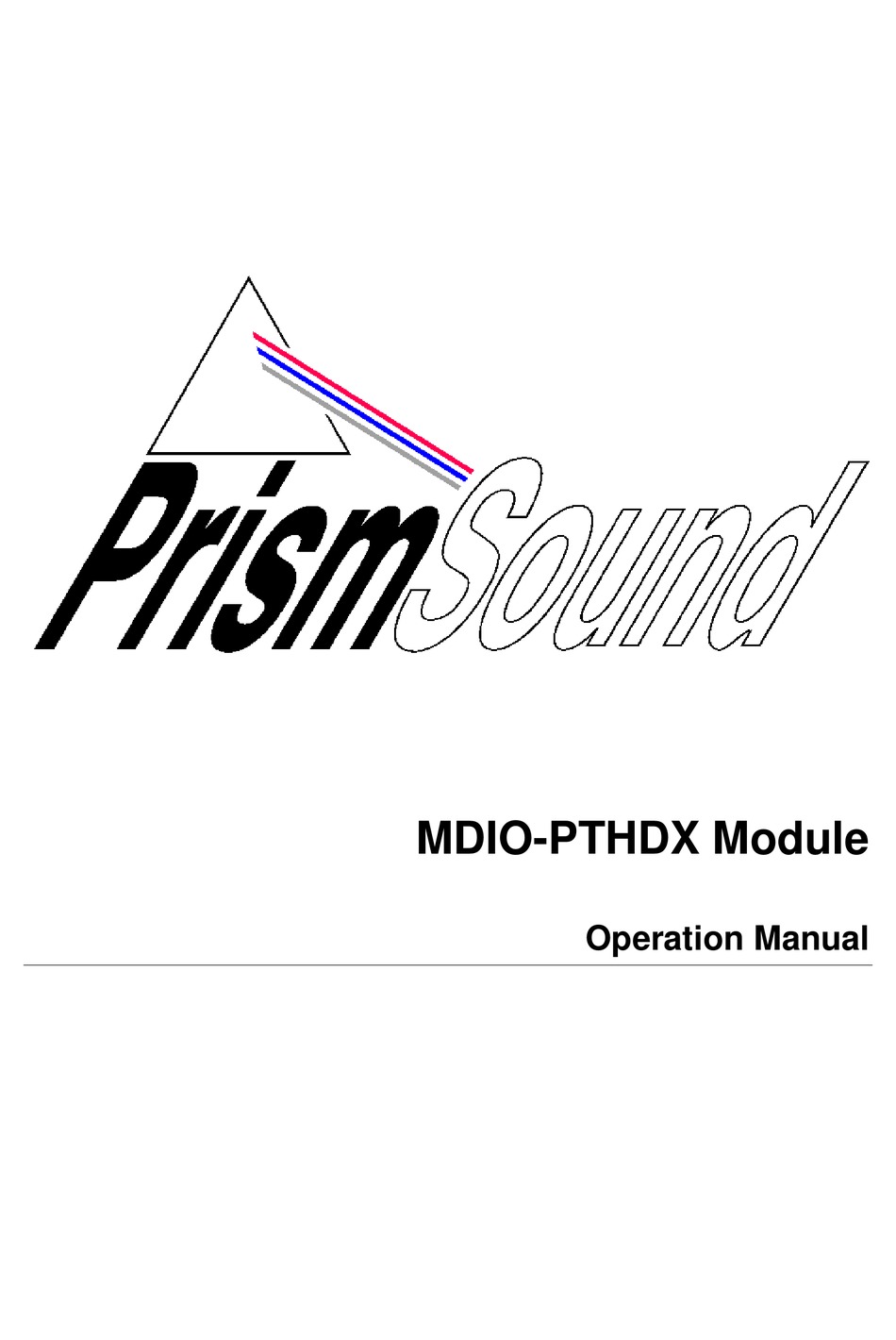 PRISM SOUND MDIO-PTHDX OPERATION MANUAL Pdf Download | ManualsLib