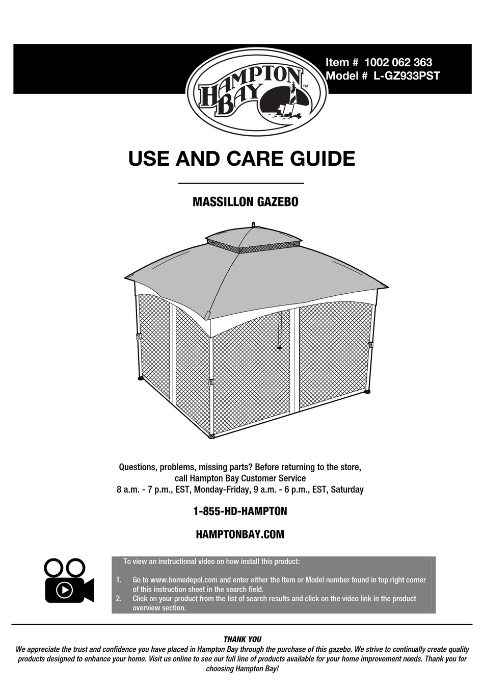hampton bay massillon gazebo