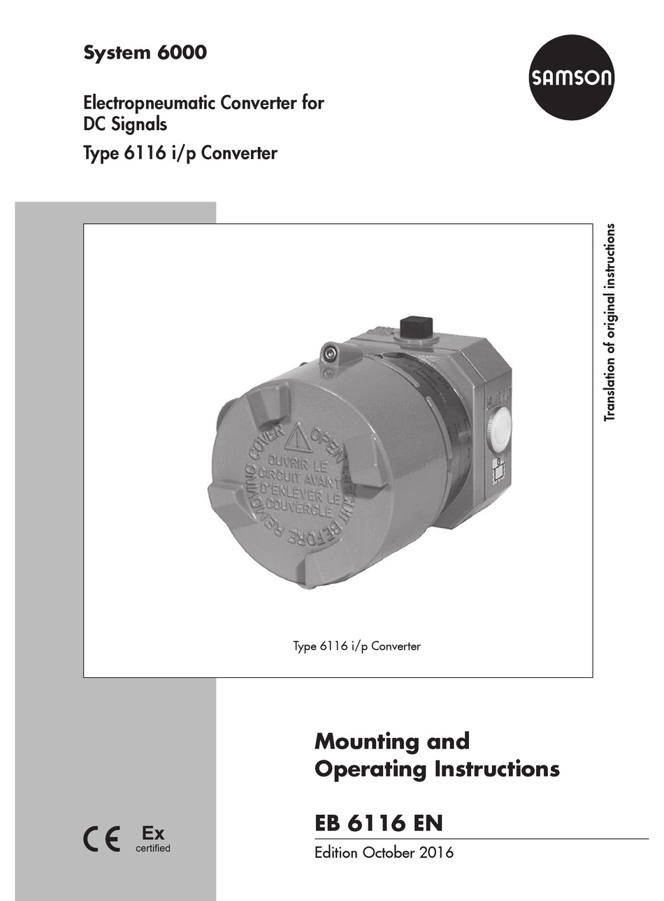 SAMSON 6000 SERIES MEDIA CONVERTER MOUNTING AND OPERATING INSTRUCTIONS ...