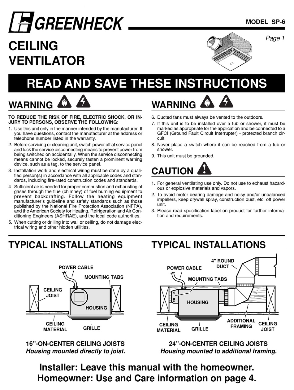 GREENHECK SP6 FAN MANUAL ManualsLib