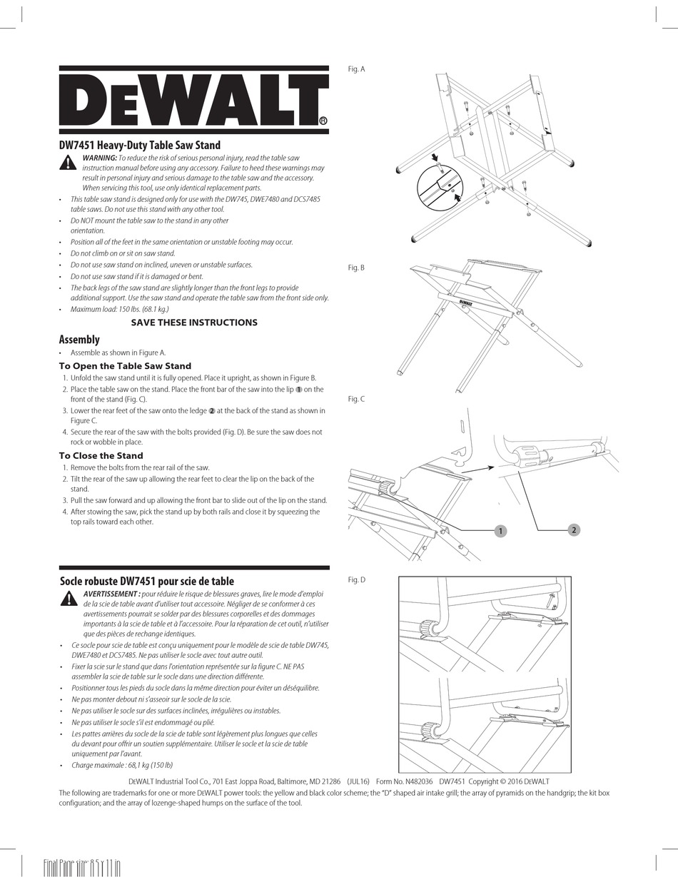 DEWALT DW7451 MANUAL Pdf Download | ManualsLib