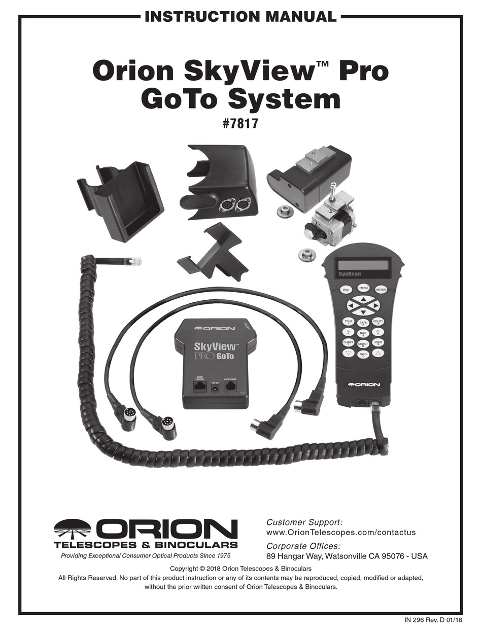 ORION SKYVIEW PRO GOTO SYSTEM INSTRUCTION MANUAL Pdf Download ManualsLib