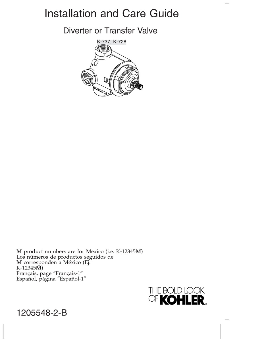 KOHLER K-728 INSTALLATION AND CARE MANUAL Pdf Download | ManualsLib