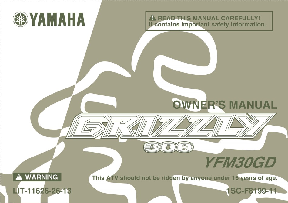 Yamaha Grizzly 300 Owner S Manual Pdf Download Manualslib