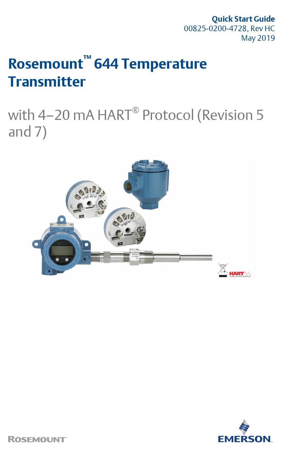 EMERSON ROSEMOUNT 644 TRANSMITTER QUICK START MANUAL | ManualsLib