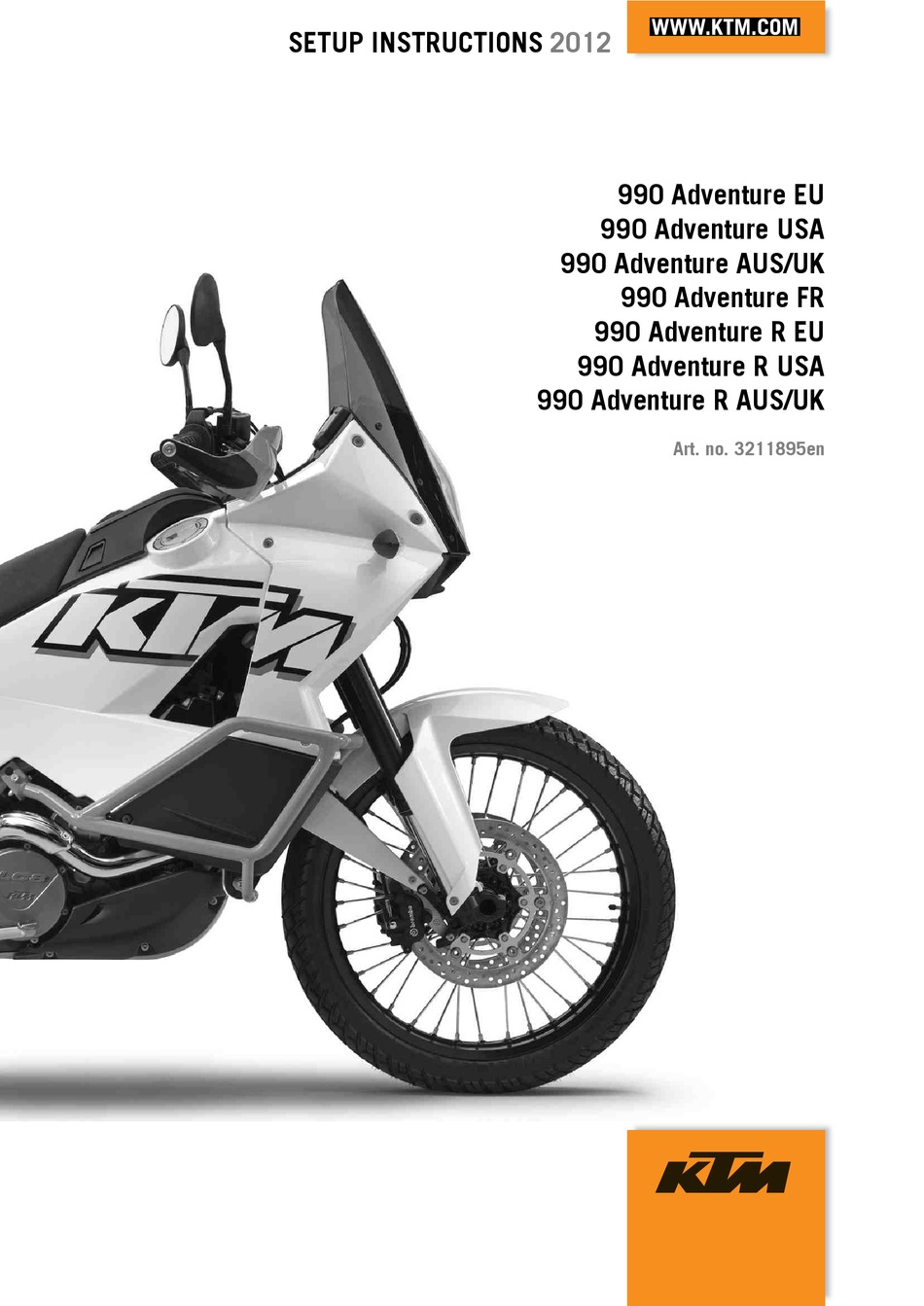 KTM 990 ADVENTURE USA 2012 SETUP INSTRUCTIONS Pdf Download | ManualsLib