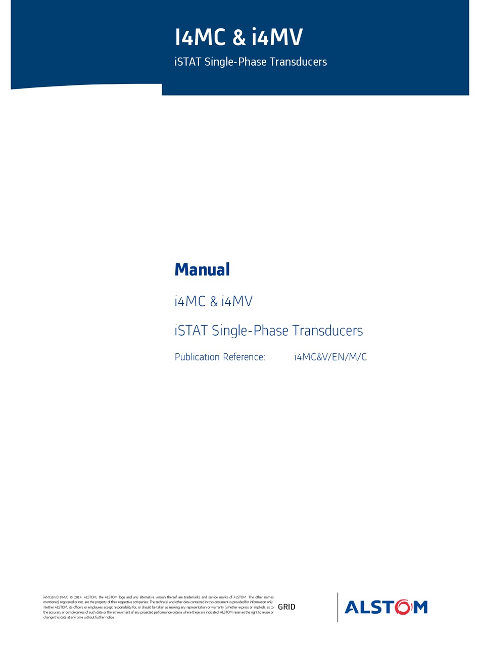 ALSTOM I4MC TRANSDUCER MANUAL | ManualsLib