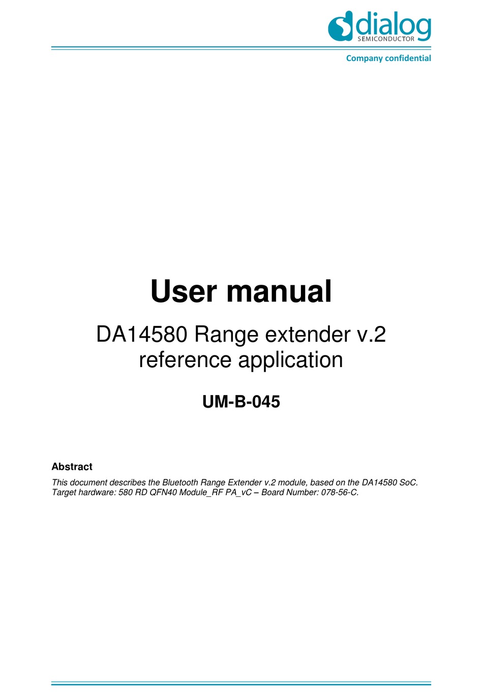 DIALOG SEMICONDUCTOR DA14580 EXTENDER USER MANUAL | ManualsLib