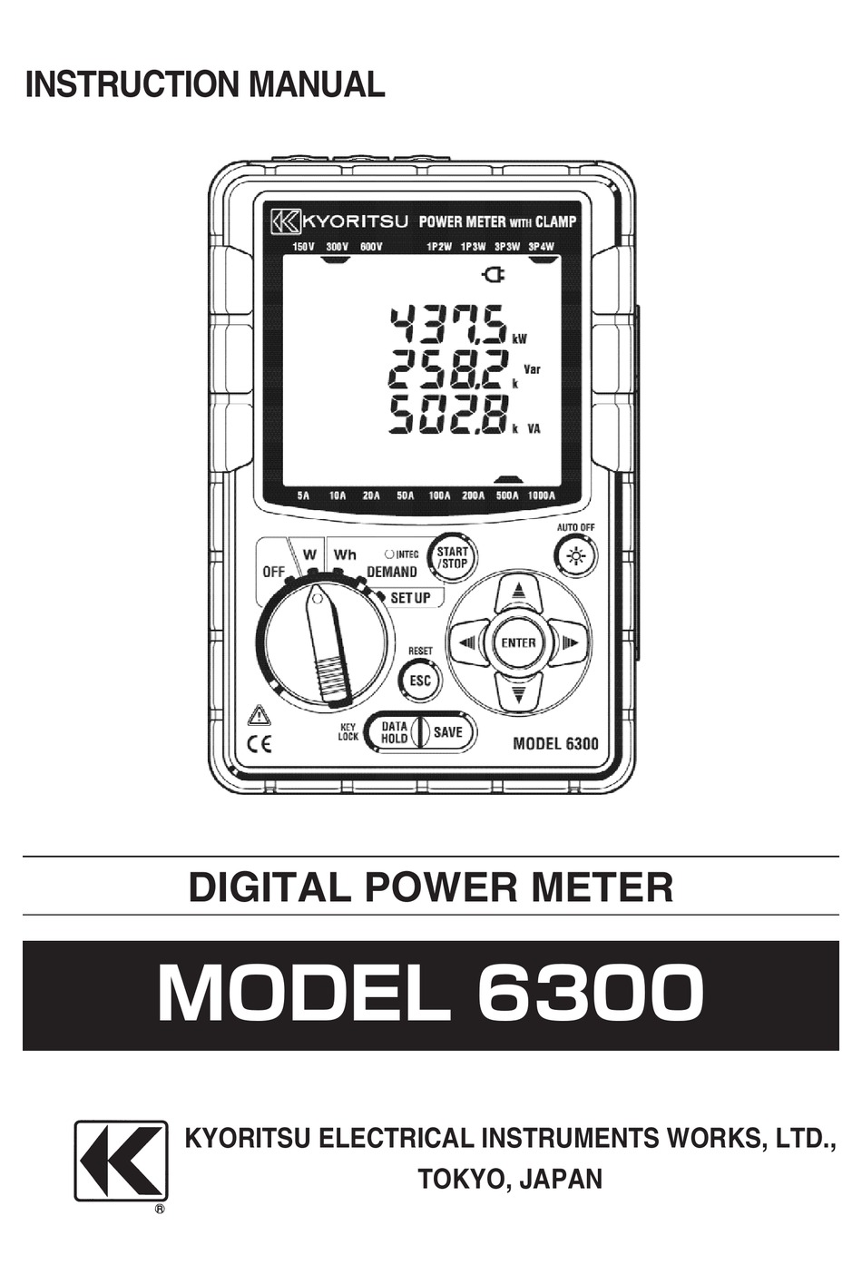 Kyoritsu Electrical Instruments Works Ltd 6300 Instruction Manual Pdf Download Manualslib