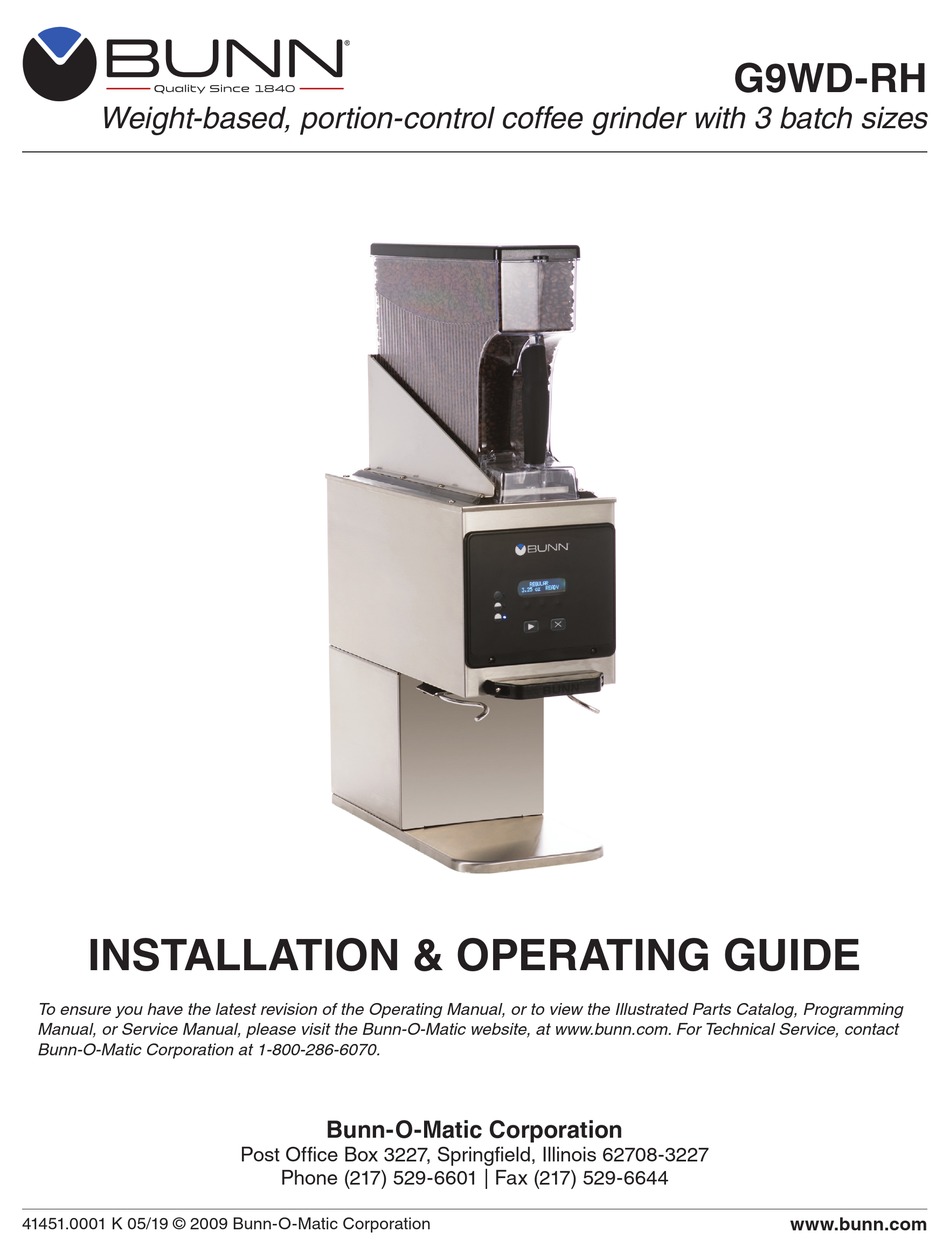 BUNN G9WD-RH SERIES COFFEE GRINDER 