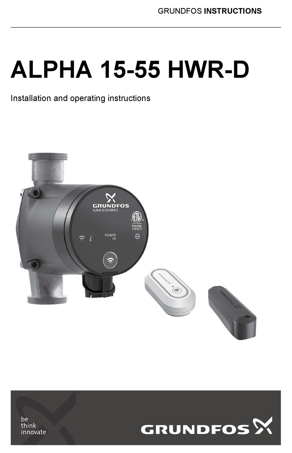 GRUNDFOS ALPHA 1555 HWRD WATER PUMP INSTALLATION AND OPERATING