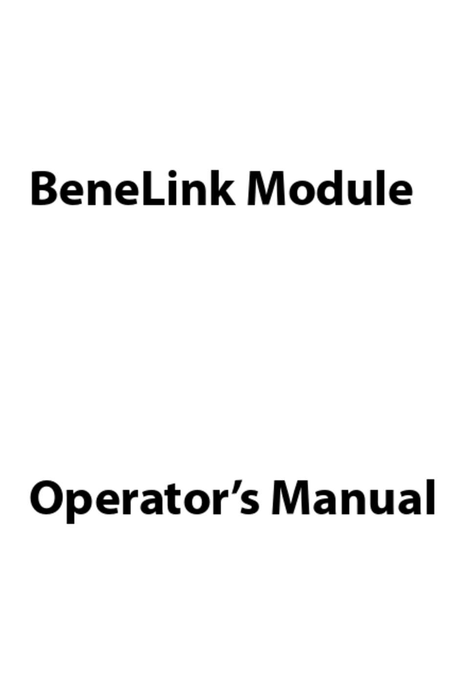 MINDRAY BENELINK OPERATOR'S MANUAL Pdf Download | ManualsLib