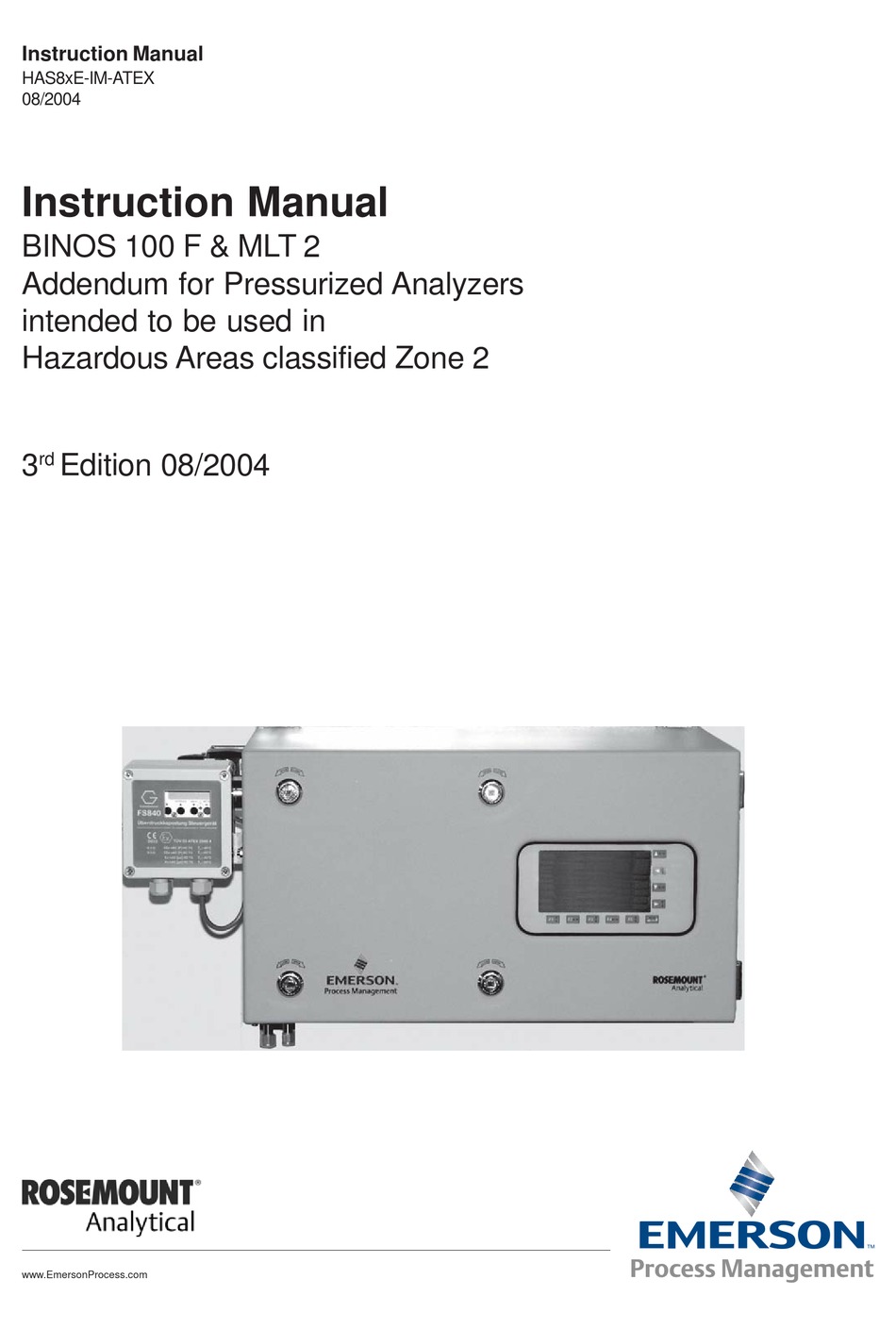 EMERSON ROSEMOUNT BINOS 100 F INSTRUCTION MANUAL Pdf Download | ManualsLib