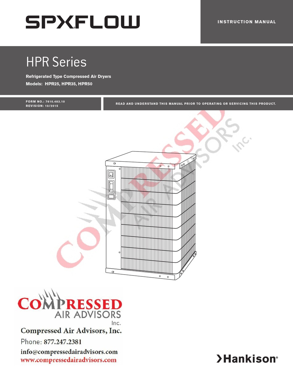 SPX FLOW HANKISON HPR SERIES INSTRUCTION MANUAL Pdf Download | ManualsLib