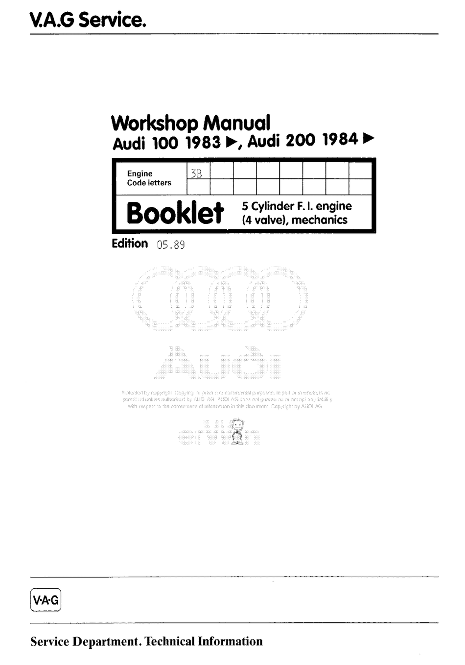 AUDI 100 1983 WORKSHOP MANUAL Pdf Download | ManualsLib