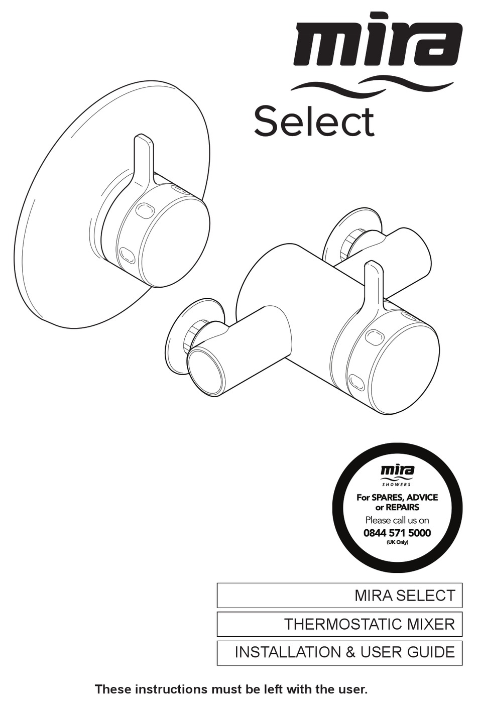 MIRA SELECT MIXER INSTALLATION & USER MANUAL ManualsLib