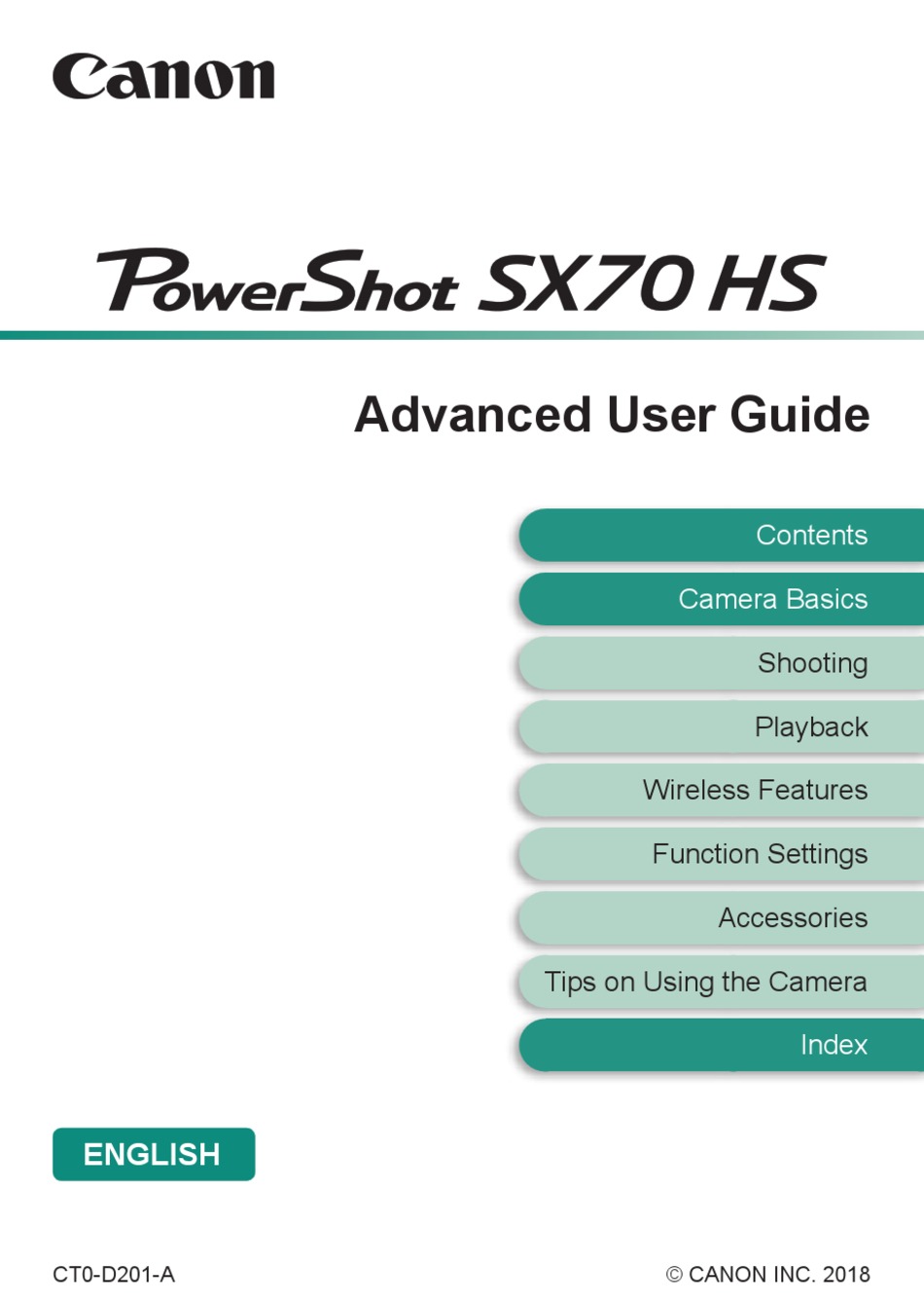 CANON POWERSHOT SX70 HS ADVANCED USER'S MANUAL Pdf Download | ManualsLib