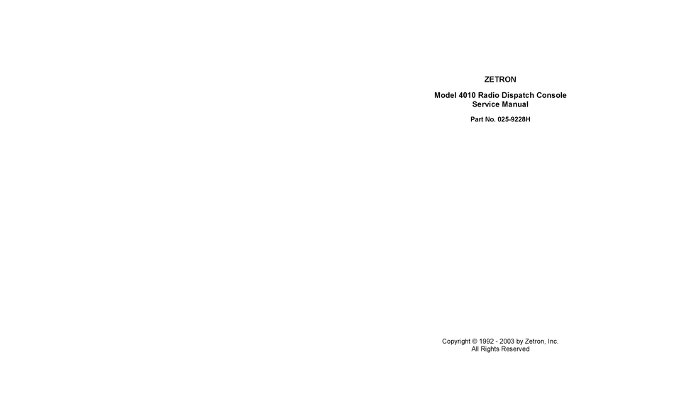 Zetron 4010 Service Manual Pdf Download Manualslib