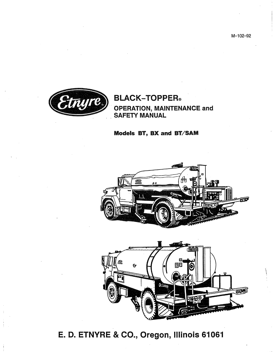 ETNYRE BLACKTOPPER BT AMPLIFIER OPERATION, MAINTENANCE AND SAFETY