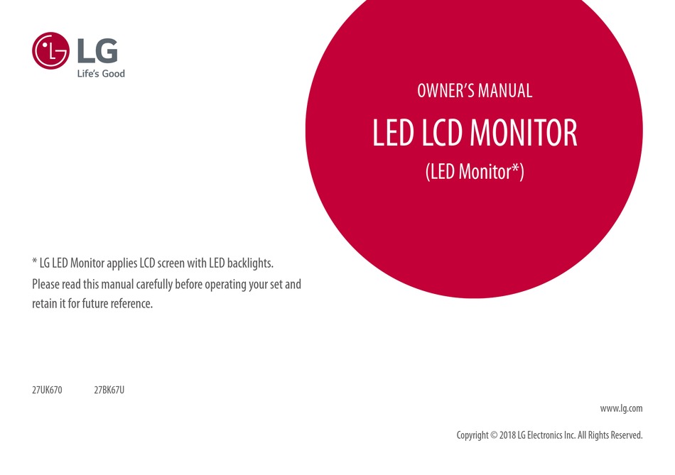 LG 27UK670 OWNER'S MANUAL Pdf Download | ManualsLib