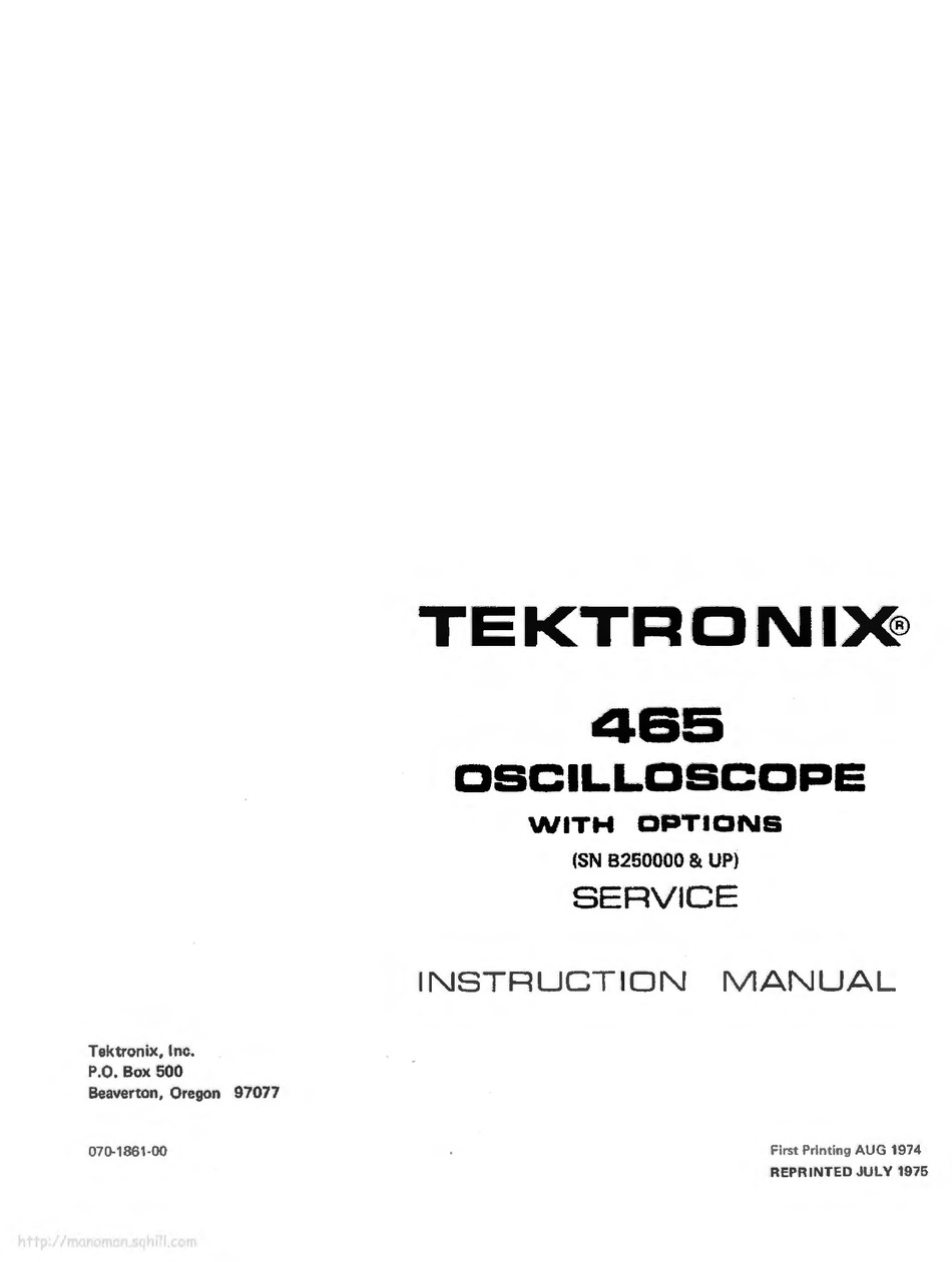 ops Manual 17"x11" Diagrams CD Tektronix 465B Oscilloscope LO Serials Service 