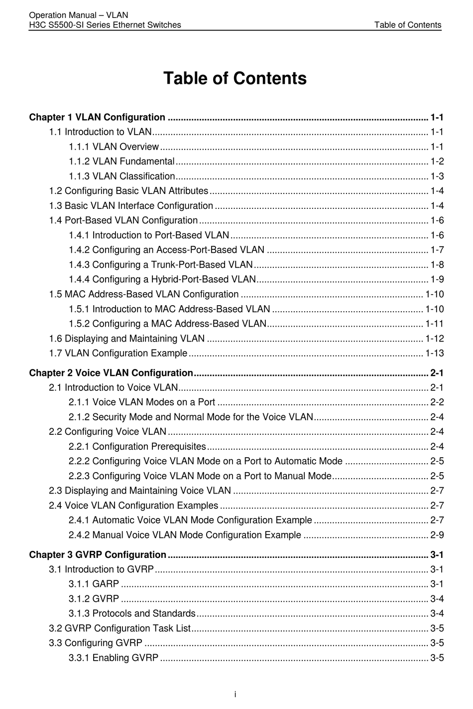 H3C S5500-SI SERIES NETWORK ROUTER OPERATION MANUAL | ManualsLib