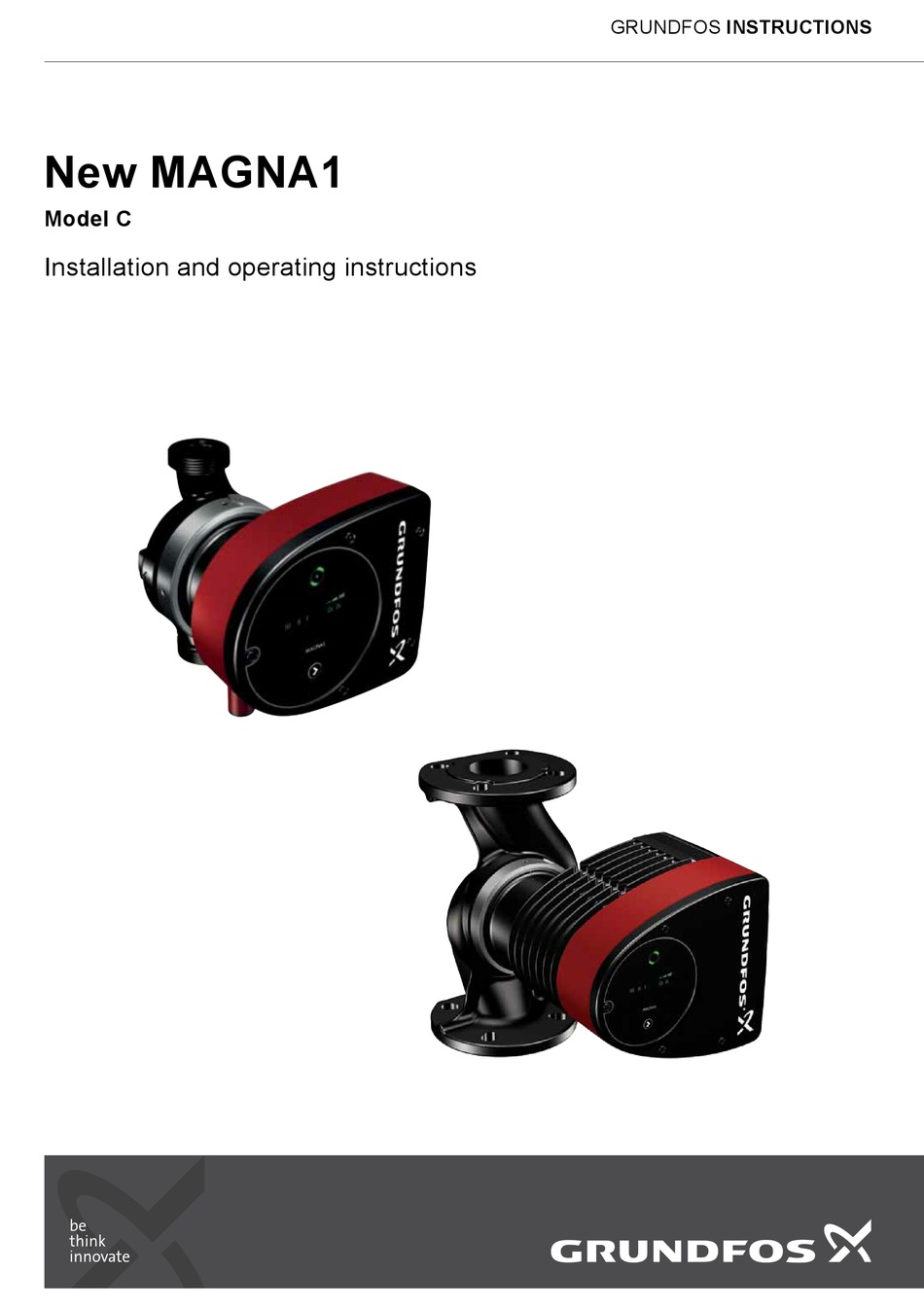 GRUNDFOS MAGNA1 C SERIES INSTALLATION AND OPERATING INSTRUCTIONS MANUAL ...