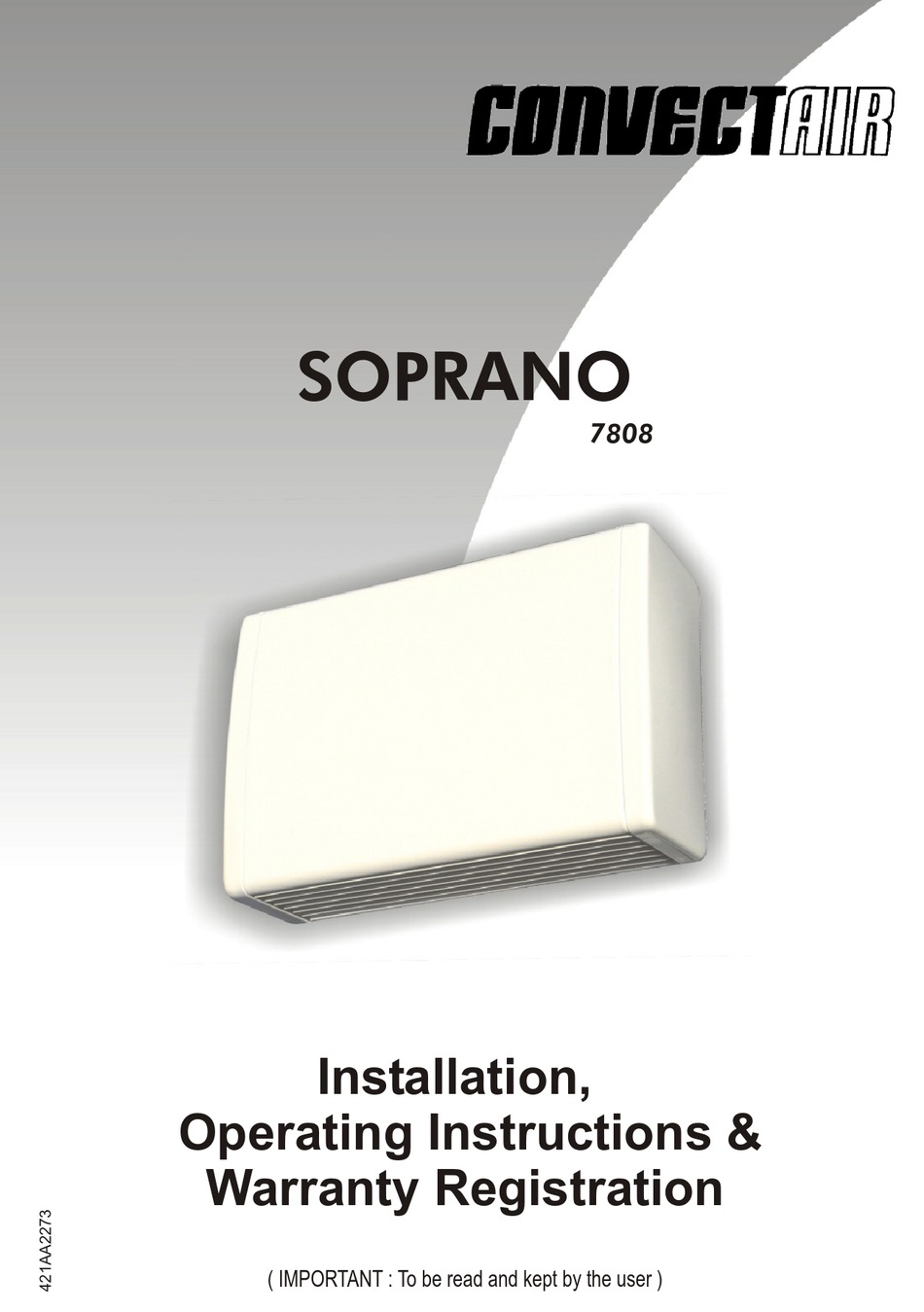 CONVECTAIR SOPRANO ELECTRIC HEATER INSTALLATION OPERATING INSTRUCTIONS 