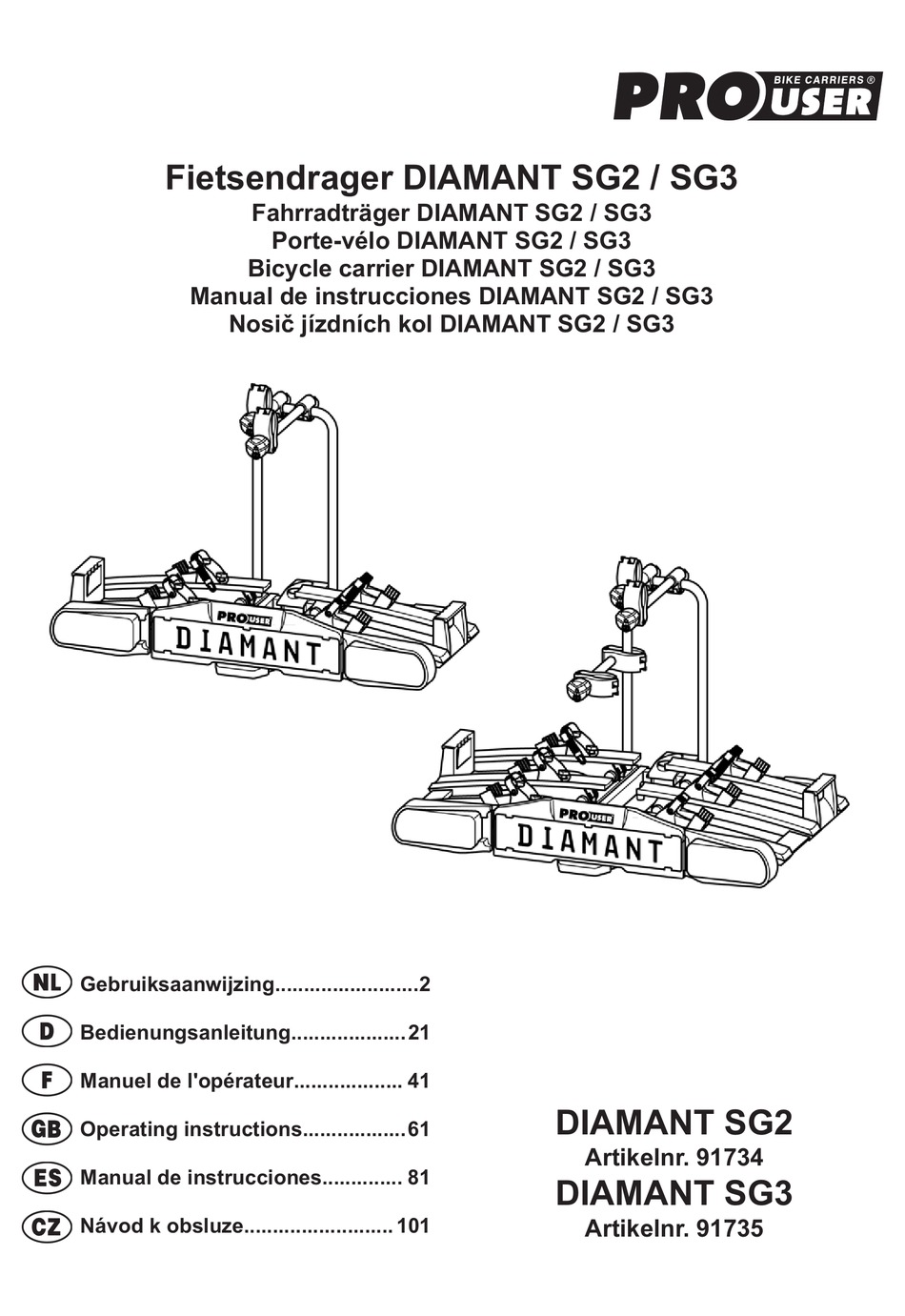 Overzicht Onderdelen (Explosietekening) - pro user DIAMANT SG3 Operating  Instructions Manual [Page 18] | ManualsLib