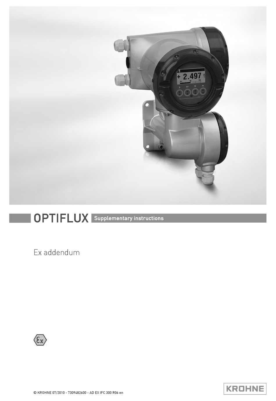 KROHNE OPTIFLUX SERIES INVERTER SUPPLEMENTARY INSTRUCTIONS MANUAL