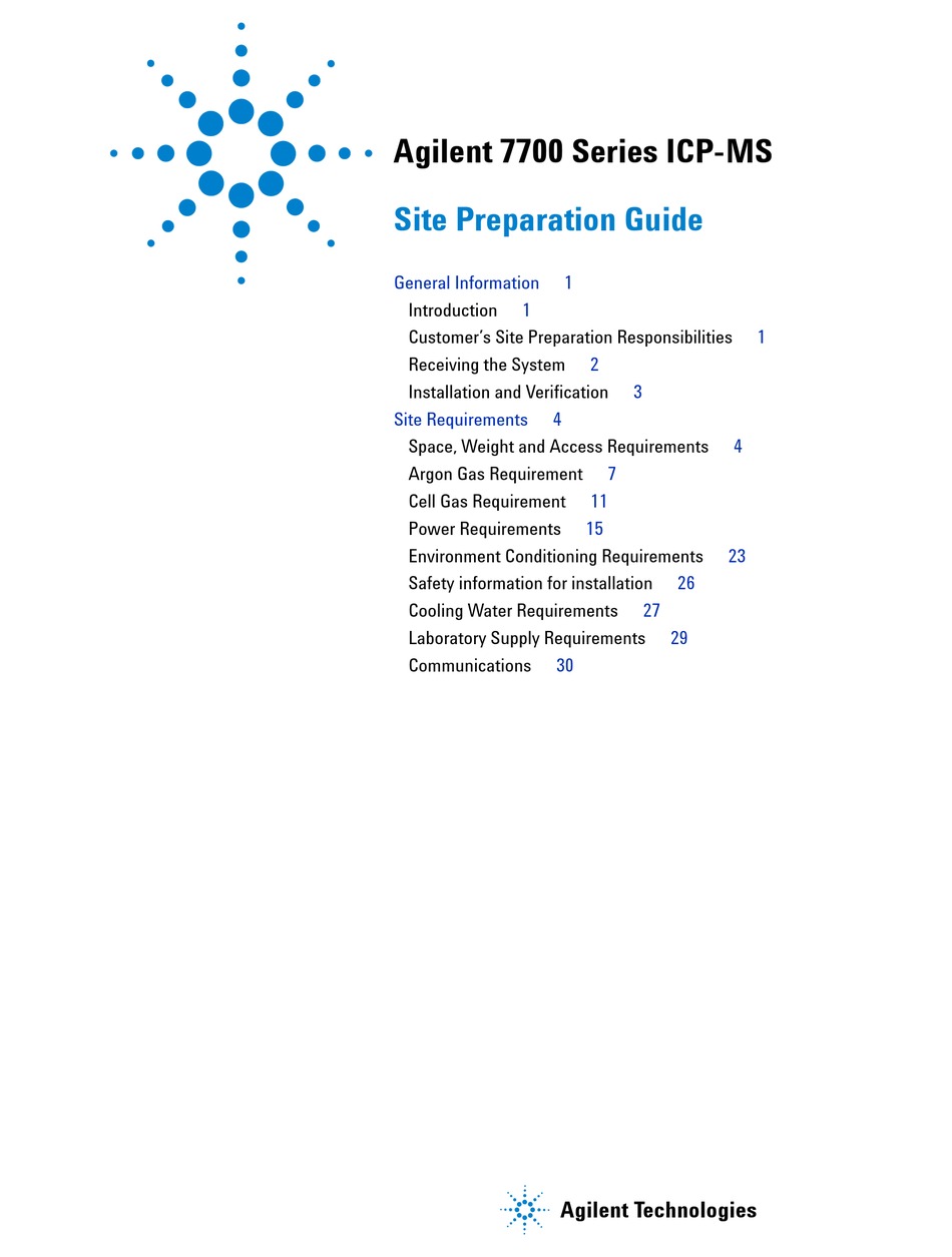 AGILENT TECHNOLOGIES 7700 SERIES SITE PREPARATION MANUAL Pdf Download ManualsLib