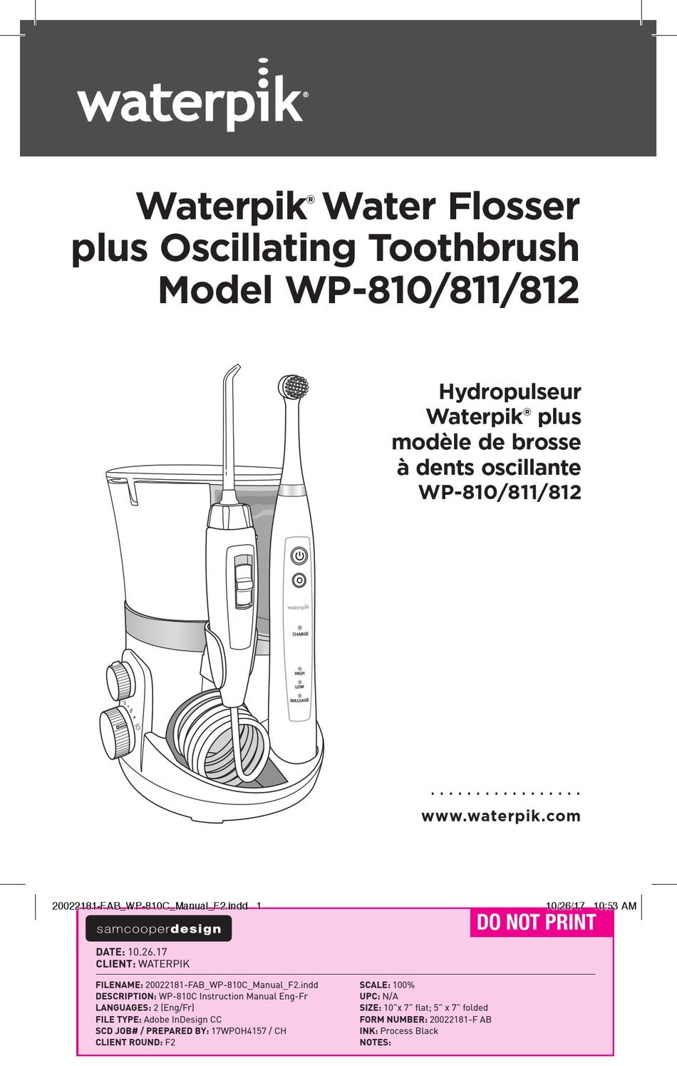 WATERPIK WP811 ELECTRIC TOOTHBRUSH INSTRUCTION MANUAL ManualsLib